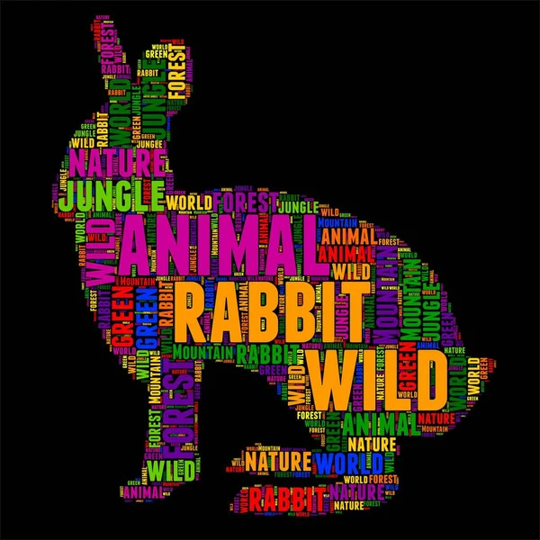 Rabbit Typography word cloud colorful Vector illustration — Stock Vector