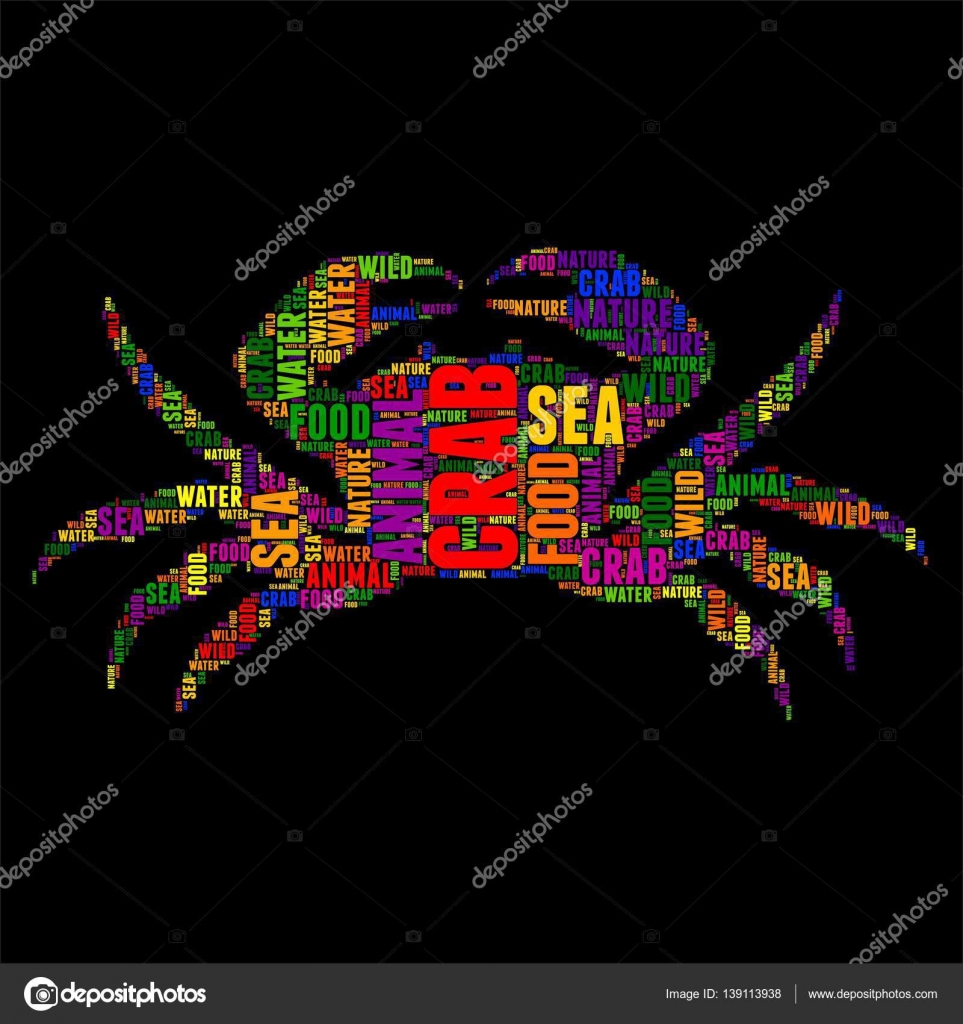 Crab Typography word cloud colorful Vector illustration — Stock Vector