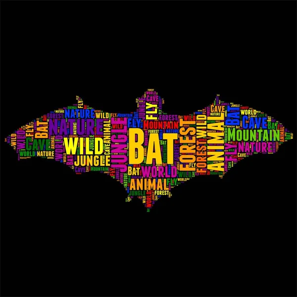 Bat Typography word cloud colorful Vector illustration — Stock Vector
