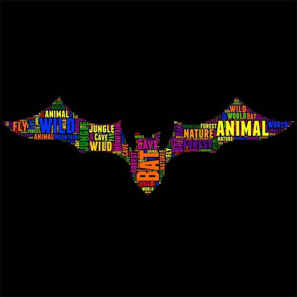 Bat Typography word cloud colorful Vector illustration — Stock Vector