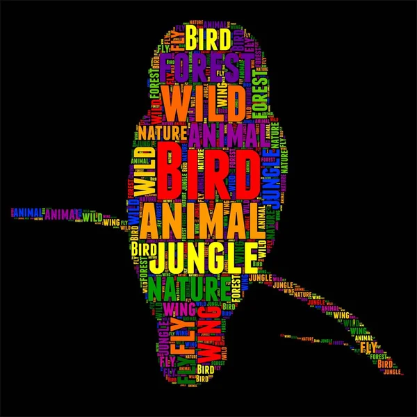 Tipografia de pássaros nuvem de palavras ilustração vetorial colorido —  Vetores de Stock