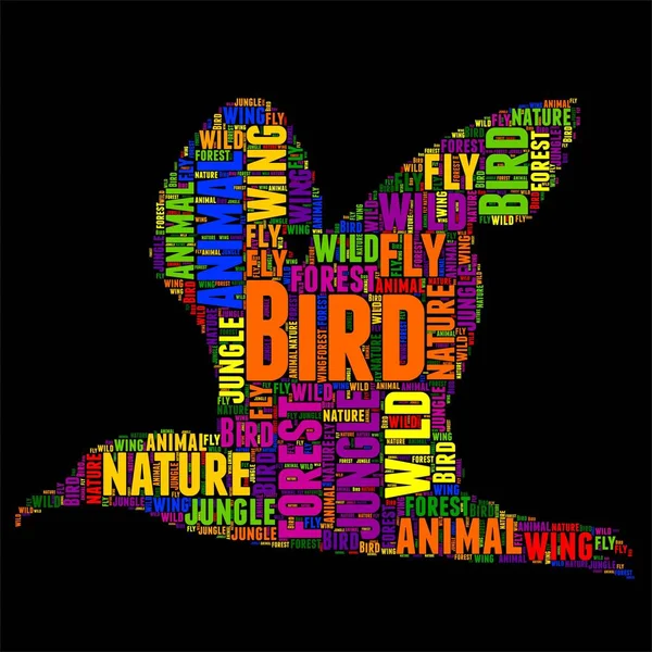 Bird Typography word cloud colorful Vector illustration