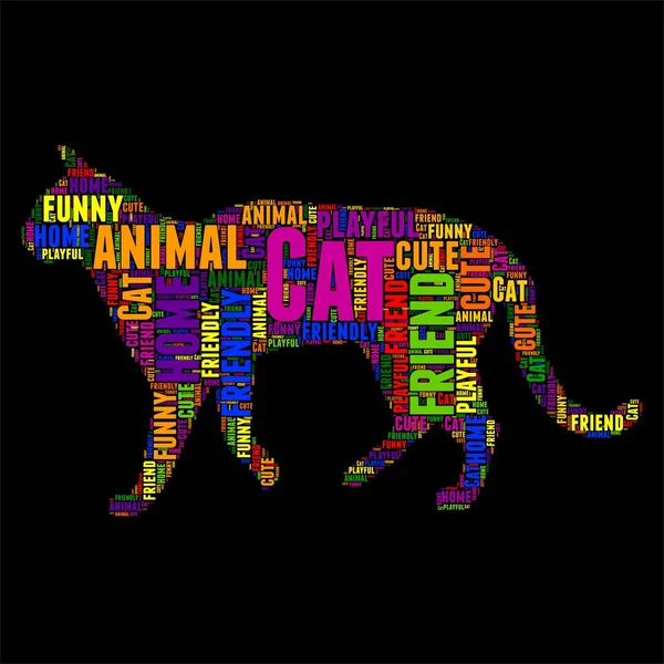 Cat Typography word cloud colorful Vector illustration — Stock Vector