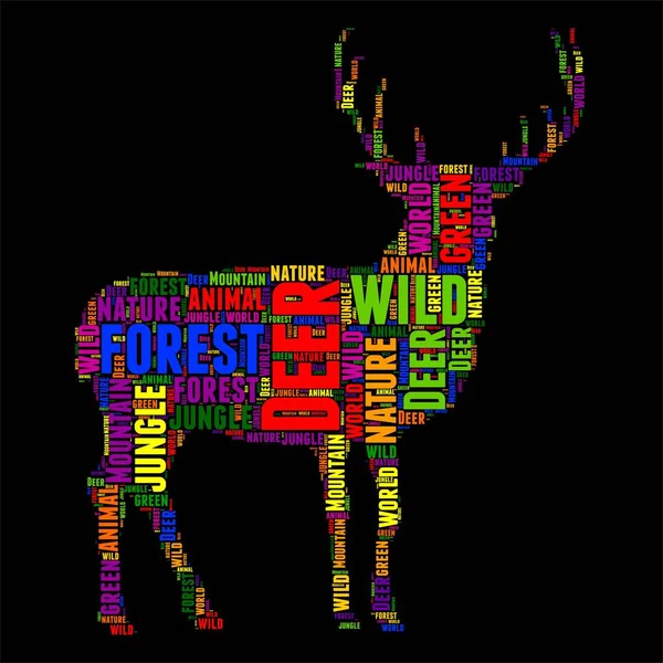 Deer Typography word cloud colorful Vector illustration — Stock Vector