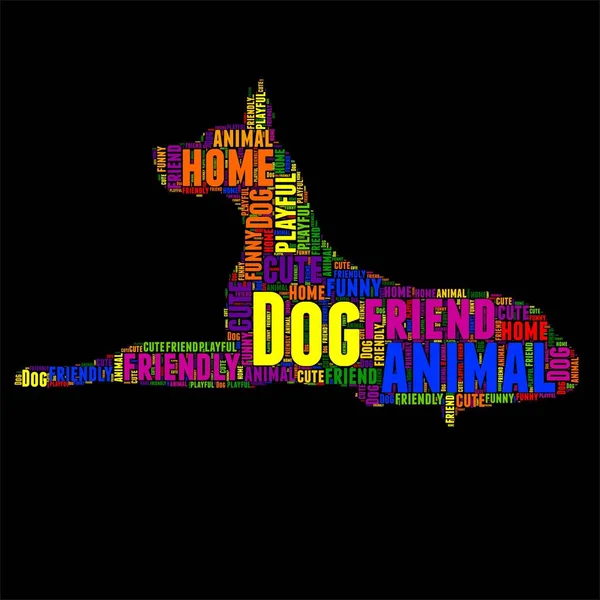 Hund Typografie Wort Wolke bunt Vektor Illustration — Stockvektor