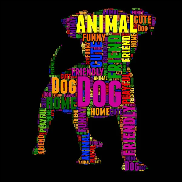 Hund typografi word cloud färgglada vektorillustration — Stock vektor