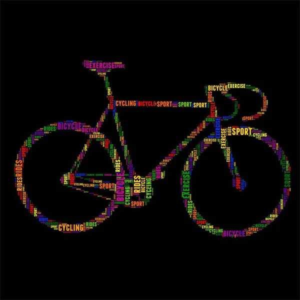Bicicleta tipografía palabra nube colorido Vector ilustración — Vector de stock