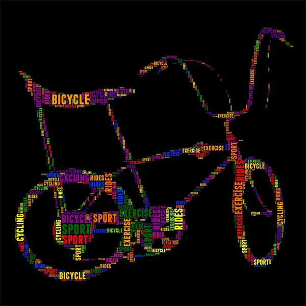 Bicicleta tipografía palabra nube colorido Vector ilustración — Vector de stock