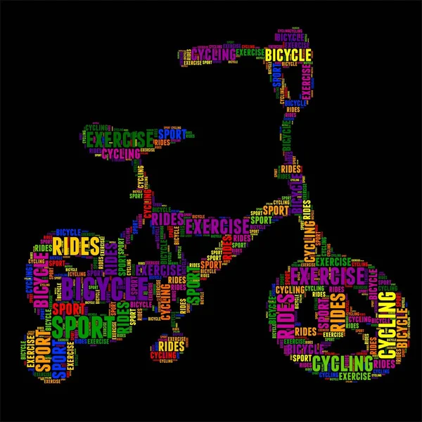 Fahrrad Typografie Wort Wolke bunt Vektor Illustration — Stockvektor