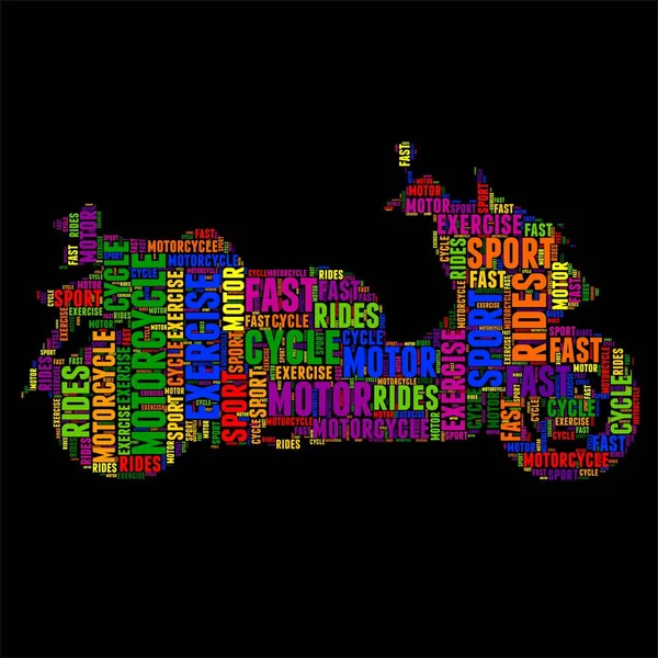 Мотоцикл Типографічне слово хмара барвисті Векторні ілюстрації — стоковий вектор