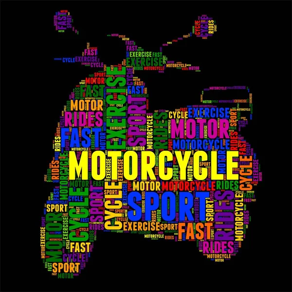 Motosiklet tipografi kelime bulutu renkli vektör çizim — Stok Vektör