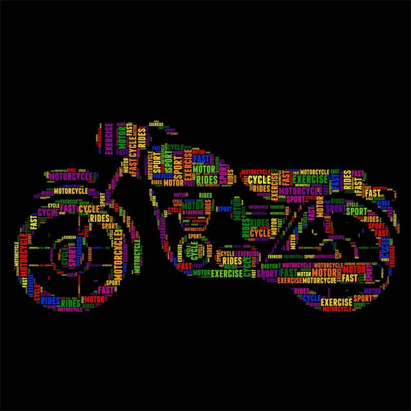 Motocyklu typografie slovo cloud barevné vektorové ilustrace — Stockový vektor