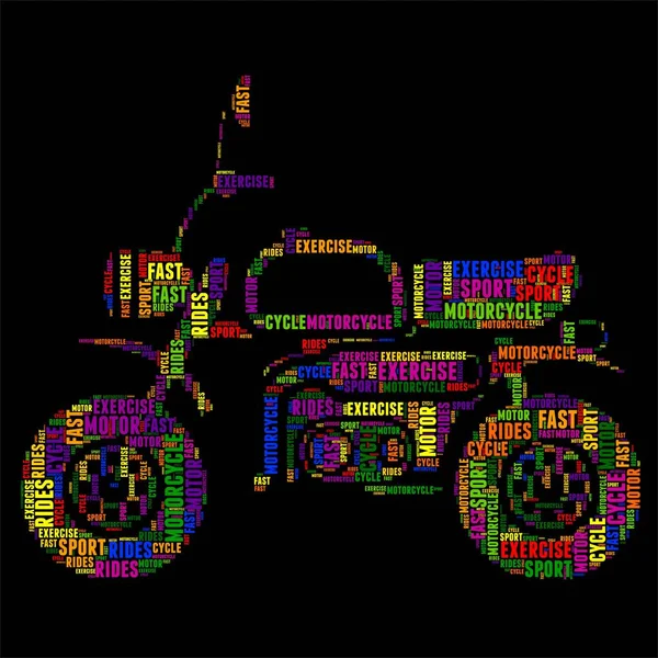 オートバイのタイポグラフィ単語雲カラフルなベクトル イラスト — ストックベクタ