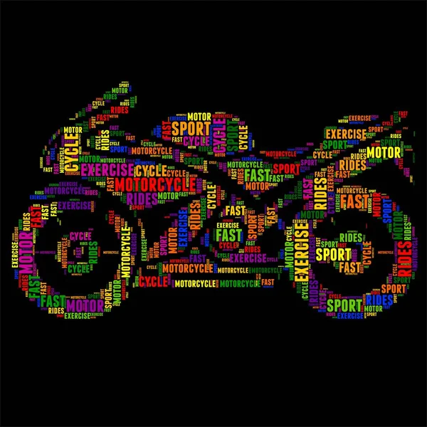 Motorrad Typografie Wort Wolke bunt Vektor Illustration — Stockvektor