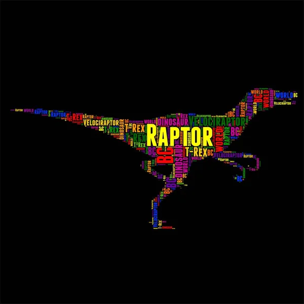 Raptor τυπογραφία λέξη σύννεφο πολύχρωμη εικονογράφηση διάνυσμα — Διανυσματικό Αρχείο