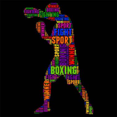 Boks tipografi kelime bulut renkli vektör çizim