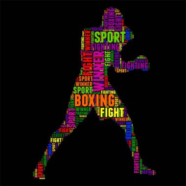 Boks tipografi kelime bulut renkli vektör çizim