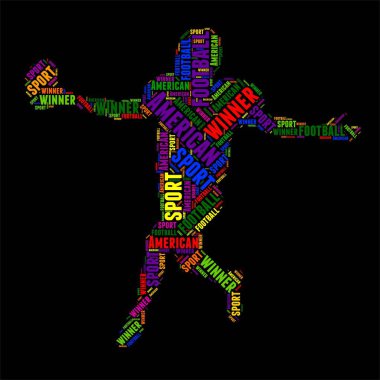 Amerikan futbolu tipografi kelime bulutu renkli vektör çizim