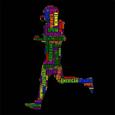 Amerikan futbolu tipografi kelime bulutu renkli vektör çizim