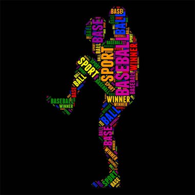 Beyzbol tipografi kelime bulutu renkli vektör çizim