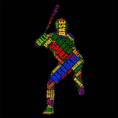 Beyzbol tipografi kelime bulutu renkli vektör çizim