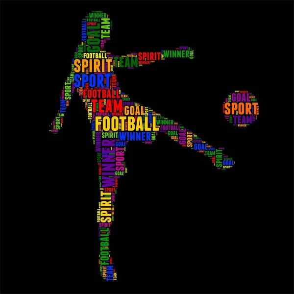 Fútbol fútbol tipografía palabra nube colorido Vector ilustración — Vector de stock