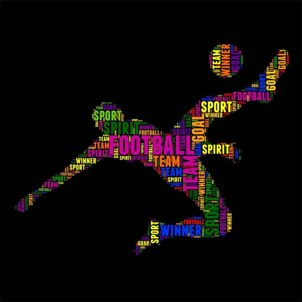 Fotbal fotbal typografie slovo cloud barevné vektorové ilustrace — Stockový vektor