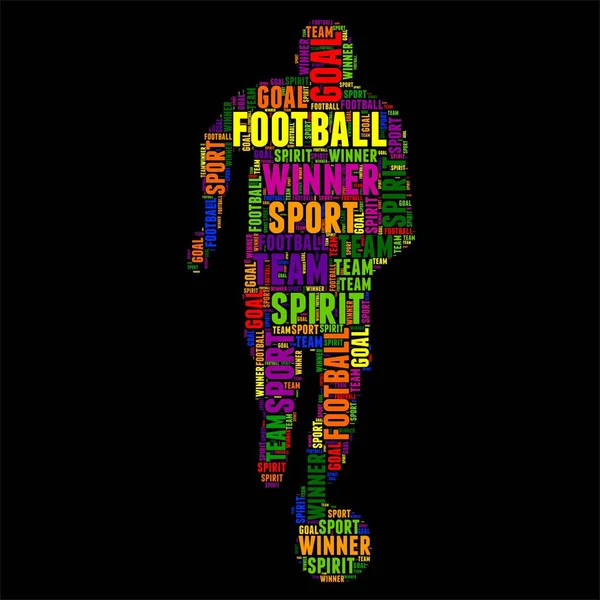 サッカー タイポグラフィ単語雲カラフルなベクトル イラスト — ストックベクタ