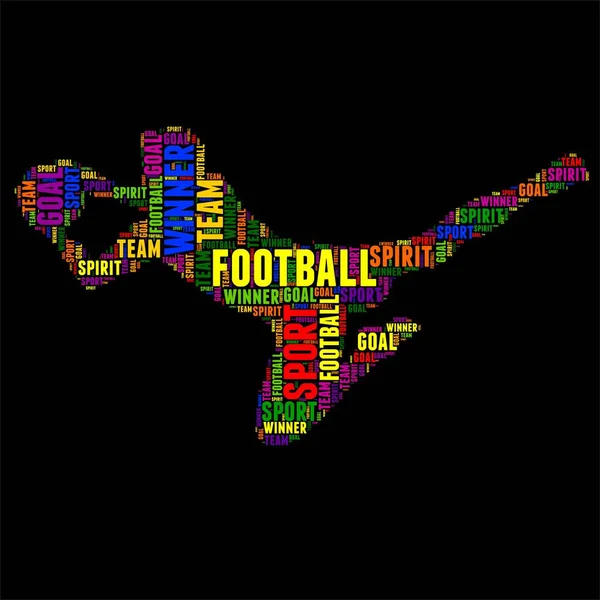 Futebol futebol Tipografia palavra nuvem colorido Vetor ilustração — Vetor de Stock
