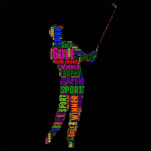ゴルフ タイポグラフィ単語雲カラフルなベクトル イラスト — ストックベクタ