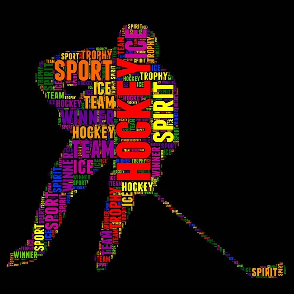 Hockey Tipografía palabra nube colorido Vector ilustración — Vector de stock
