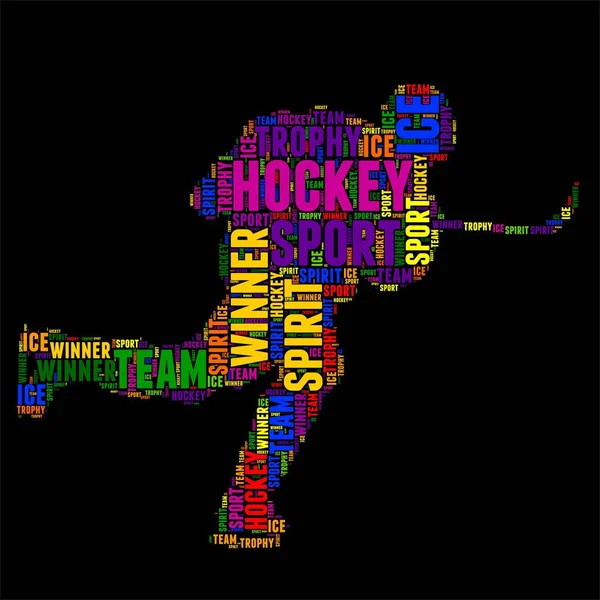Hockey typografi word cloud färgglada vektorillustration — Stock vektor