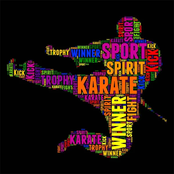 Karate Tipografía palabra nube colorido Vector ilustración — Vector de stock