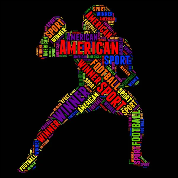 American football Typography word cloud colorful Vector illustration - Stok Vektor