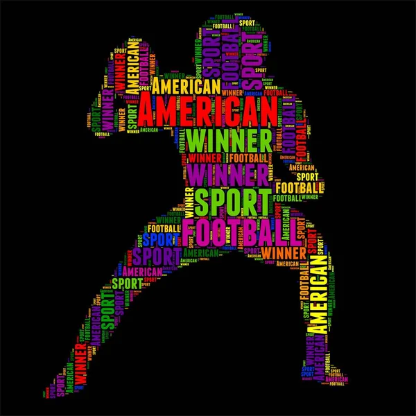 Amerikaans voetbal typografie word cloud kleurrijke vectorillustratie — Stockvector