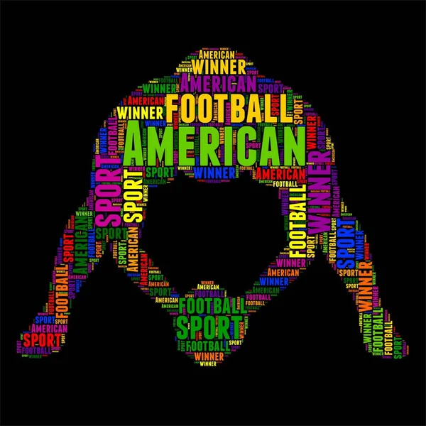 Futebol americano Tipografia palavra nuvem colorido Vetor ilustração — Vetor de Stock