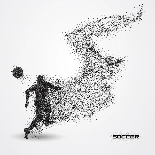 Soccer player of a silhouette from particle — Stock Vector