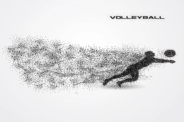 El jugador de voleibol de la silueta de la partícula . — Vector de stock