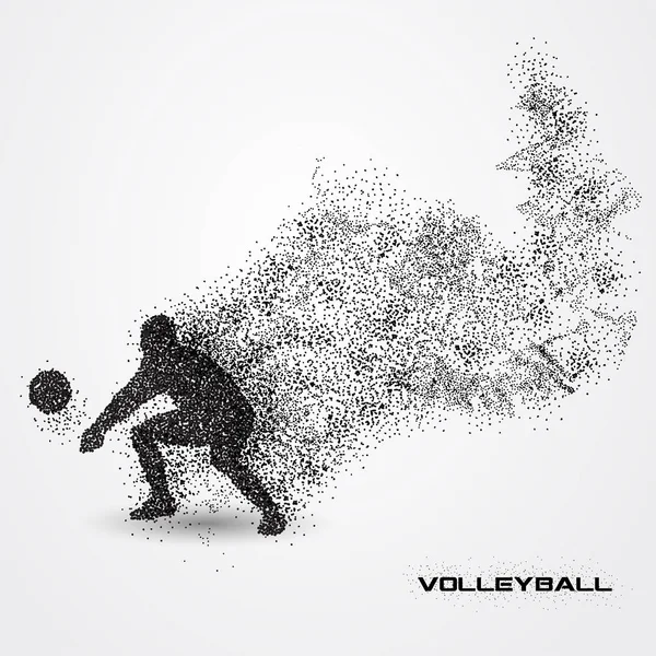 Joueur de volley-ball d'une silhouette de particules . — Image vectorielle