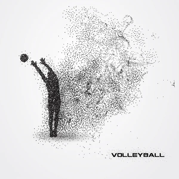 Joueur de volley-ball d'une silhouette de particules . — Image vectorielle