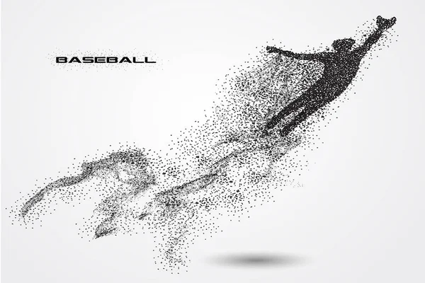 El jugador de béisbol de la silueta de la partícula — Vector de stock