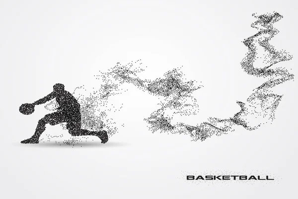 Basketballspieler einer Silhouette aus Teilchen — Stockvektor