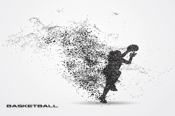 Basketballspieler einer Silhouette aus Teilchen — Stockvektor