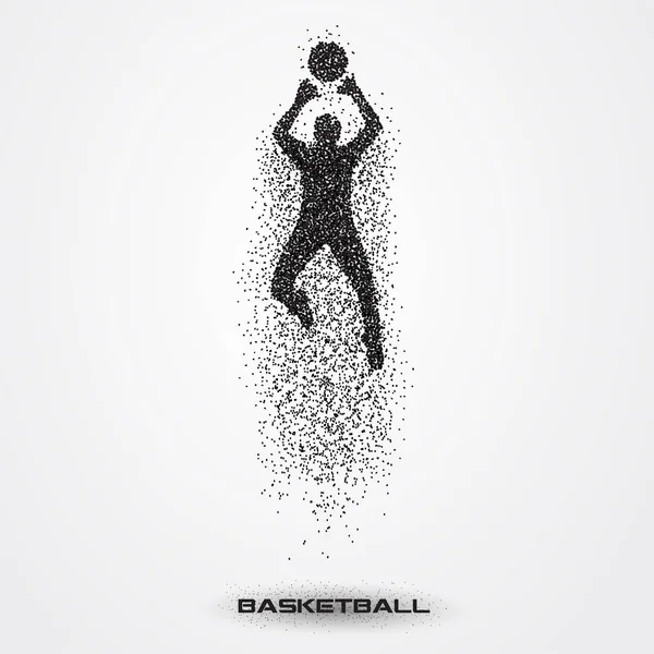 Basketballspieler einer Silhouette aus Teilchen — Stockvektor