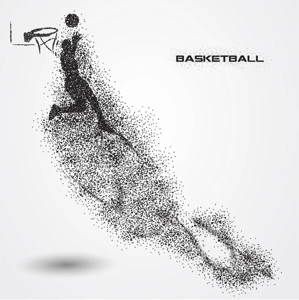 Basketballspieler einer Silhouette aus Teilchen — Stockvektor