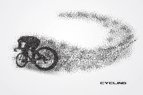 Parçacık bir silueti Bisiklete binme Bisiklet — Stok Vektör