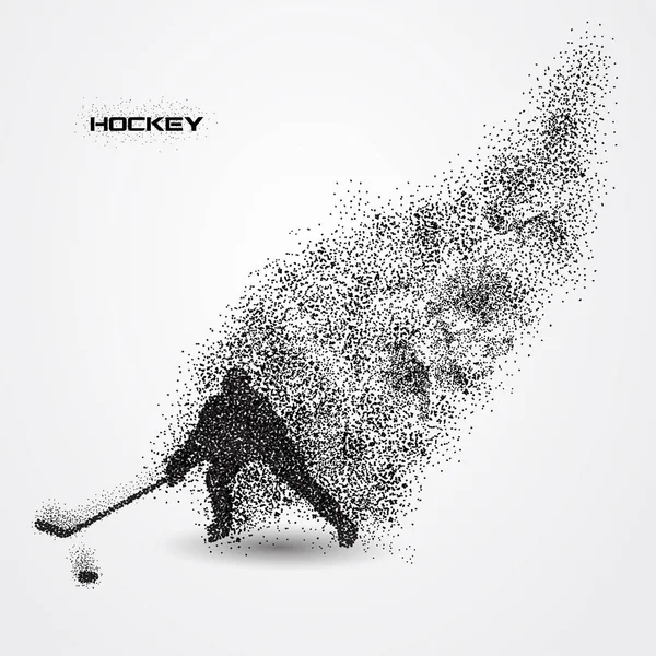 El jugador de hockey de la silueta de la partícula — Vector de stock