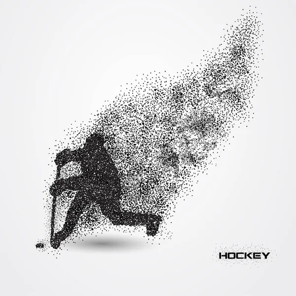 Hockeyspelare med en siluett från partikel — Stock vektor