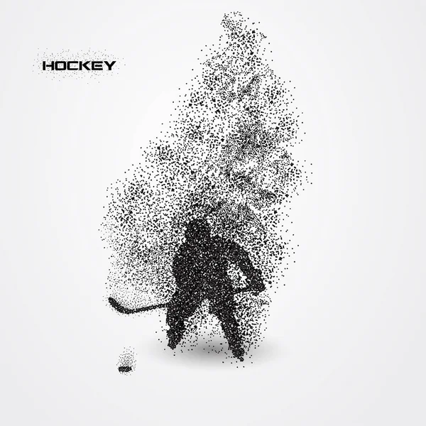 El jugador de hockey de la silueta de la partícula — Vector de stock