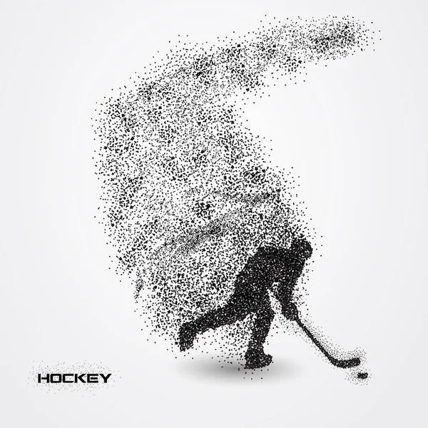 Hockey player of a silhouette from particle — Stock Vector